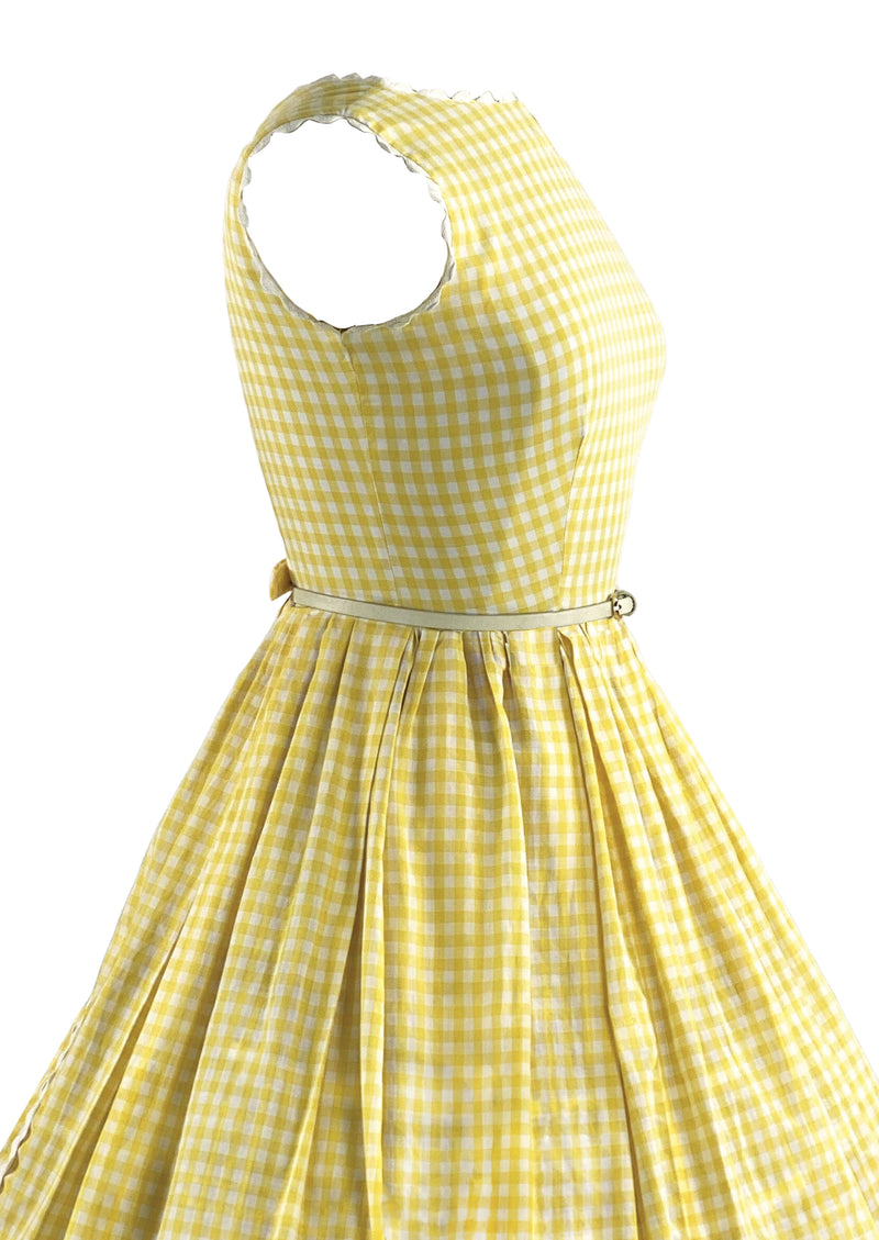 Late 1950s to Early 1960s Yellow and White Gingham Dress- NEW!