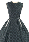 Vintage 1950s Turquoise Blue & Black Dress Ensemble- New!
