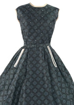 Vintage 1950s Turquoise Blue & Black Dress Ensemble- New!