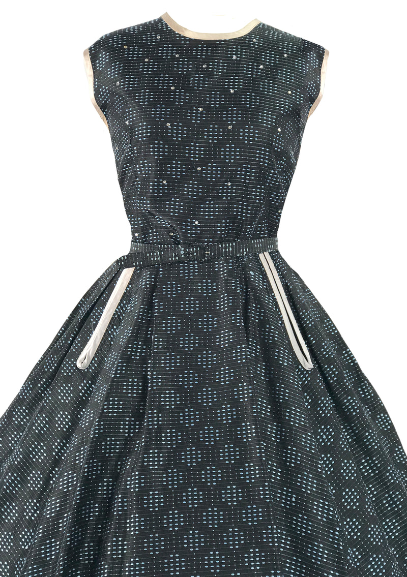 Vintage 1950s Turquoise Blue & Black Dress Ensemble- New!