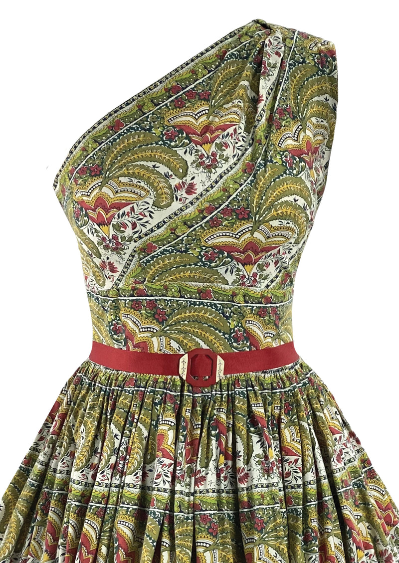 Late 1950s Florentine Print Cotton Dress - New!