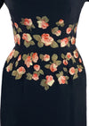 1950s Black Rayon Crepe Designer Dress with Appliqués- New! (SOLD)