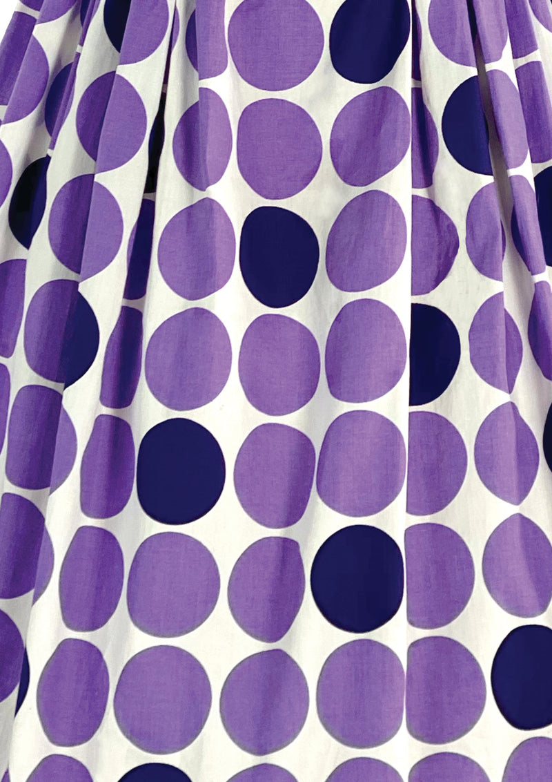 Lovely 1950s Purple and Violet Circle Novelty Print Dress- New!