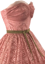 Vintage 1950s Rose Pink Lace Party Dress - New!