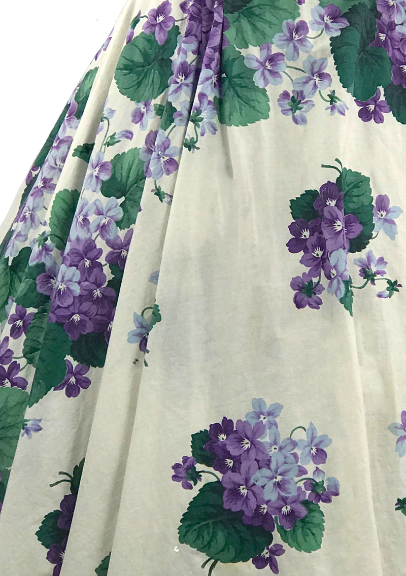 Vintage 1950s Violets Print Cotton Dress- New! (RESERVED)