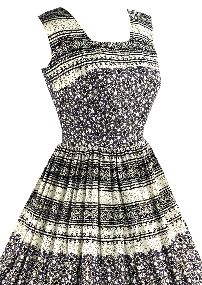 Vintage 1950s Black & White Print Cotton Dress- NEW!