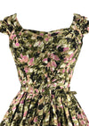 Early 1960s Impressionist Floral Print Cotton Dress- NEW!