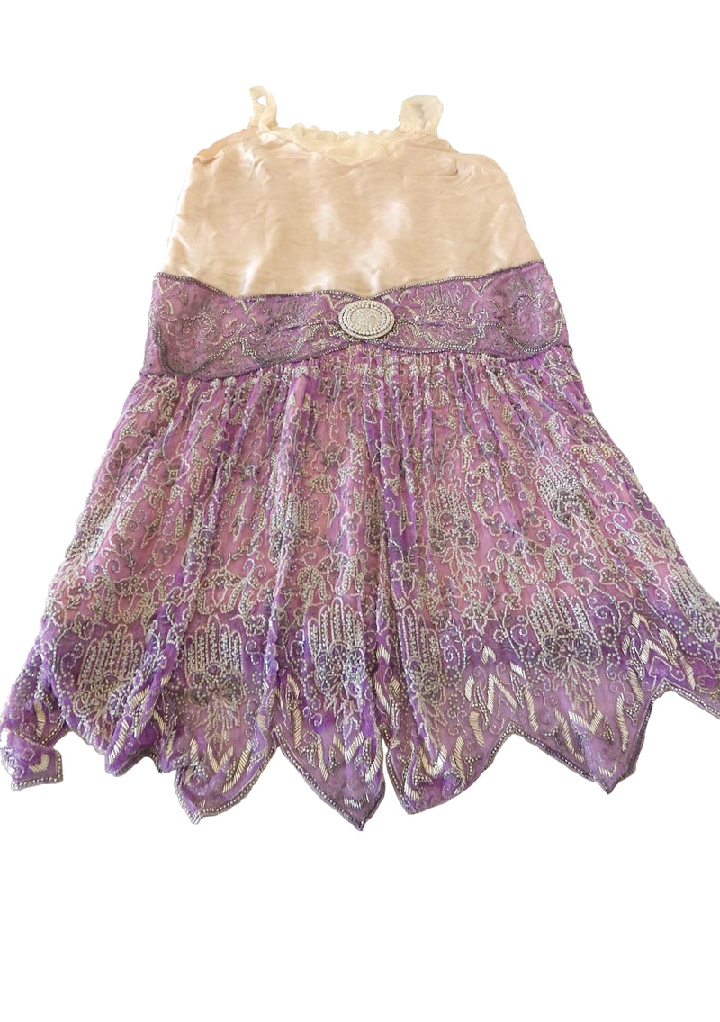 Outstanding 1920s Parisienne Purple Beaded Party Dress - New!