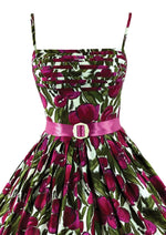Early 1960s Plum Novelty Print Cotton Sundress - NEW!