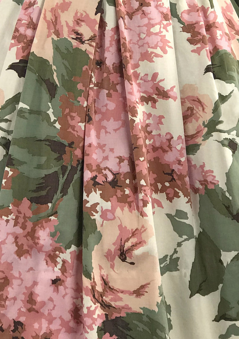 Stunning 1950s Roses & Lilacs Cotton Dress- New!