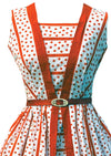 Charming 1950s Red & White Polka Dots Cotton Dress - New!