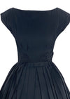1950s Inky Black Cotton Dress- New!