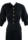 Vintage Late 1940s Designer Black Striped Cocktail Suit - NEW!