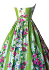 1950s Pink Roses Applique Cotton Party Dress - New!