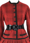 Vintage 1950s Red & Black Plaid Wool Dress- New!