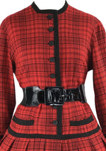 Vintage 1950s Red & Black Plaid Wool Dress- New!