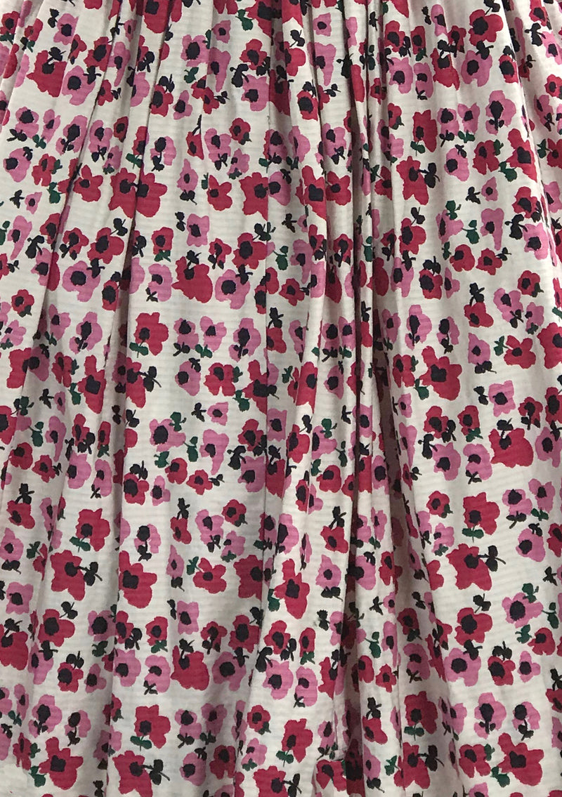 Gorgeous 1950s Pink Poppies Cotton Dress- New!