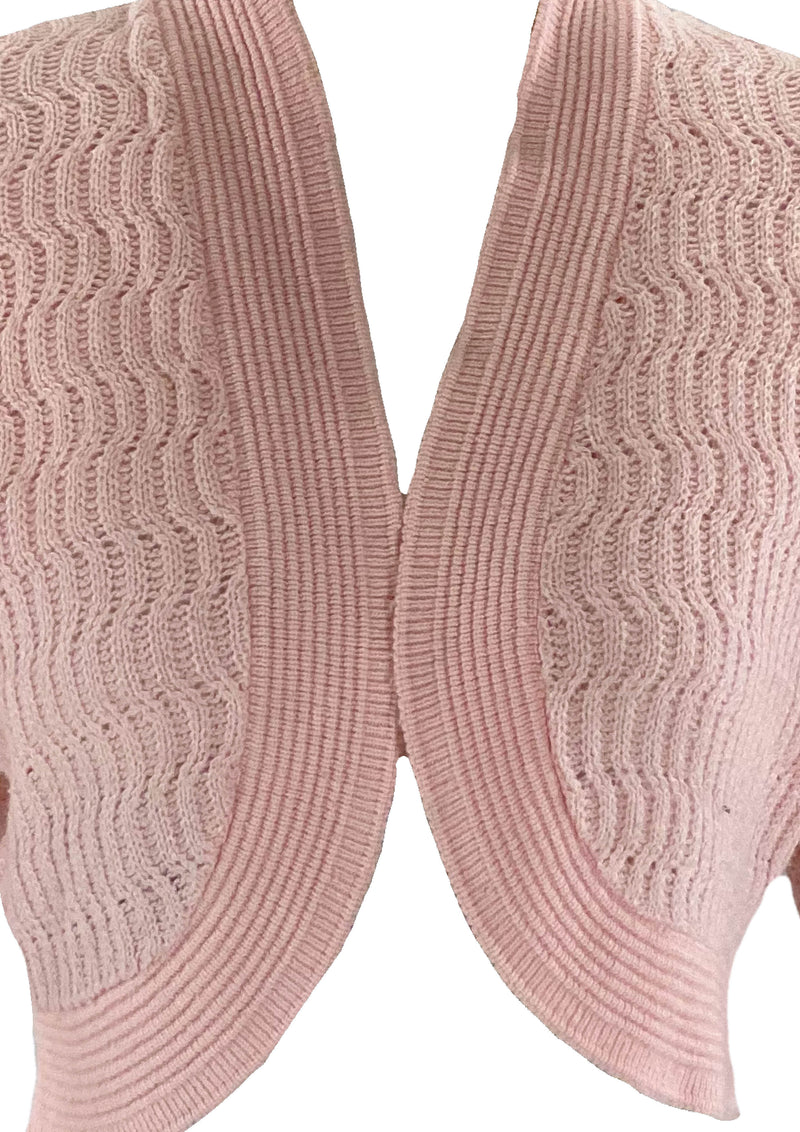 Pretty Vintage 1950s Pink Knit Bolero- New!