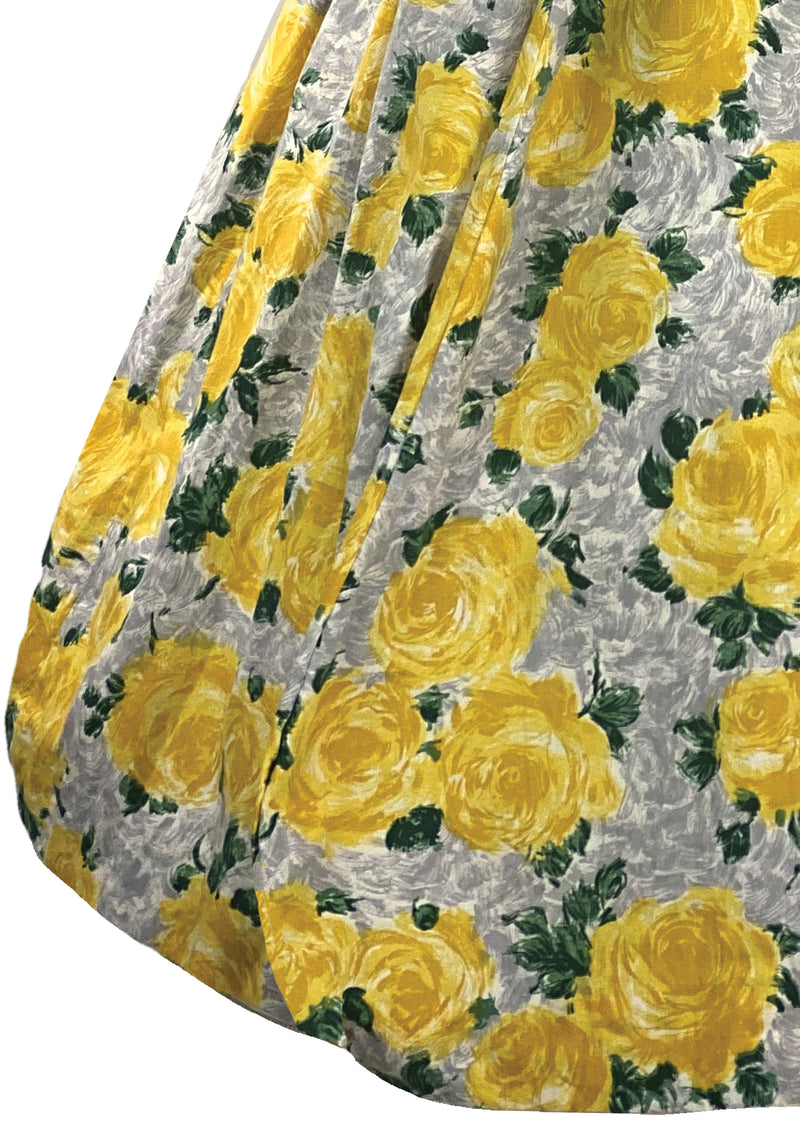 1950s Yellow Roses Cotton Horrockses Dress- New!