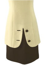 Vintage 1960s Cream & Brown Designer Asian Style Dress - New!