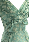 Vintage 1950s Seafoam Green Brocade Dress- New!