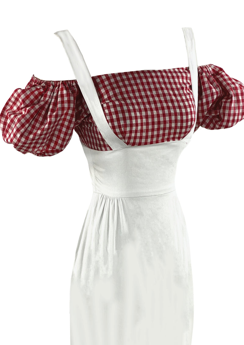 Late 1950s to Early 1960s Red & White Wiggle Dress - NEW!