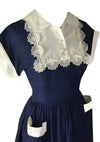 Late 1940s Early 1950s Royal Blue Cotton Dress - New!