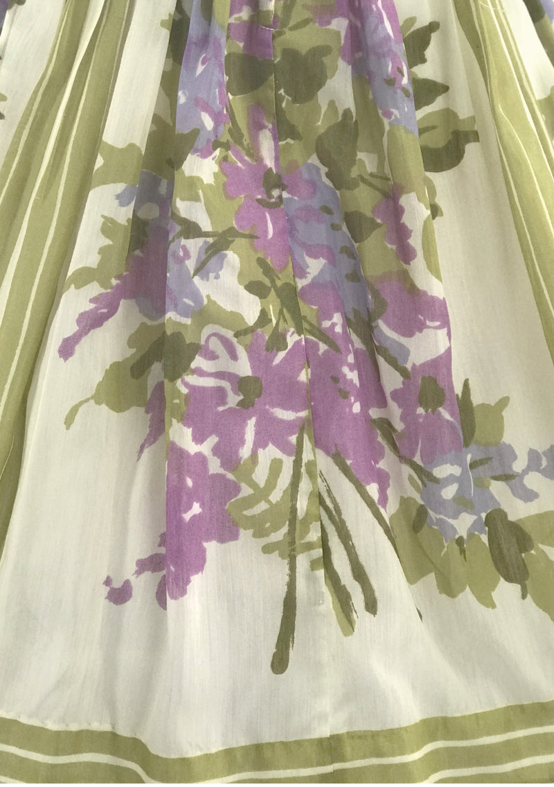 1950s Jerry Gilden Designer Lilac Border Floral Dress- New!