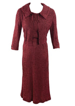 Late 1940s Merlot Ribbon Knit Dress and Jacket Ensemble - New!