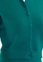 Vintage Early 1960s Teal Coloured Wool Knit Suit - NEW!
