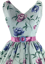 Lovely Late 1950s Blue Floral Seersucker Dress- New!