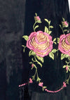 Vintage 1920s Black Velvet Coat with Pink Floral Embroidery  - New!