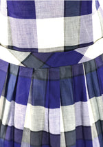 Vintage 1950's Blue & White Buffalo Plaid Cotton Dress  - New!