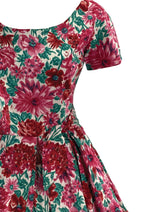 Late 1950s to Early 1960s Pink & Magenta Floral Dress- New!