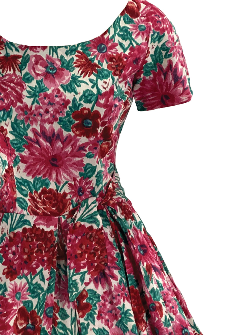 Late 1950s to Early 1960s Pink & Magenta Floral Dress- New!