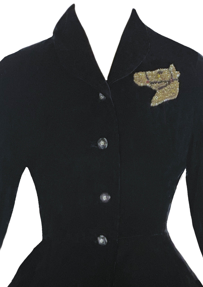 Gorgeous 1950s Black Velvet Princess Coat- New! (ON HOLD)