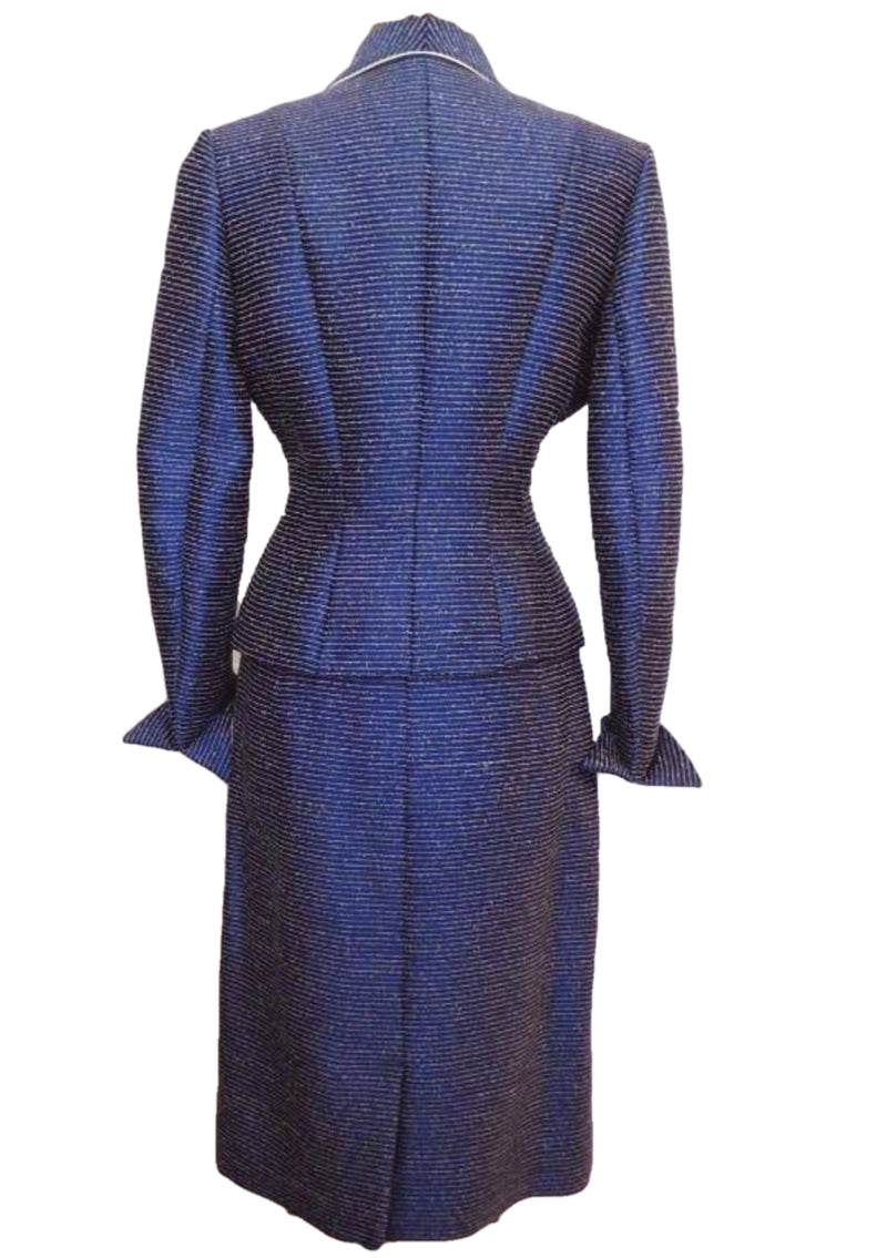 Wonderful Couture  1950s Blue & White Flecked Lilli Ann Suit- New!