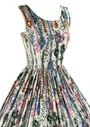 Pretty Late 1950s Novelty Lamp Post Print Dress - NEW!
