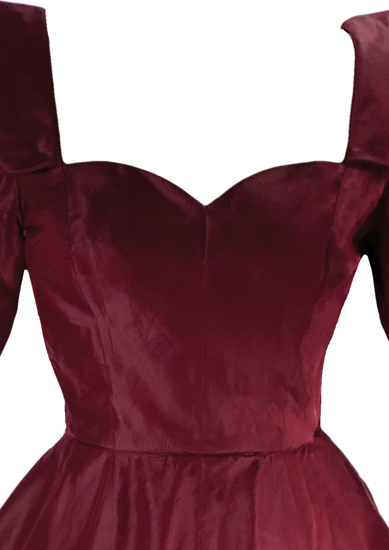 Sophisticated 1950s Merlot Satin Cocktail Dress- New! (ON HOLD)