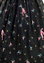 1950s Black Novelty Parasols and Roses Cotton Dress - New!