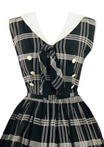 Late 1950s Early 1960s Black & White Plaid Dress- New!