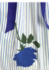 1950s Vivid Blue Roses and Stripes Cotton Dress - New! (ON HOLD)