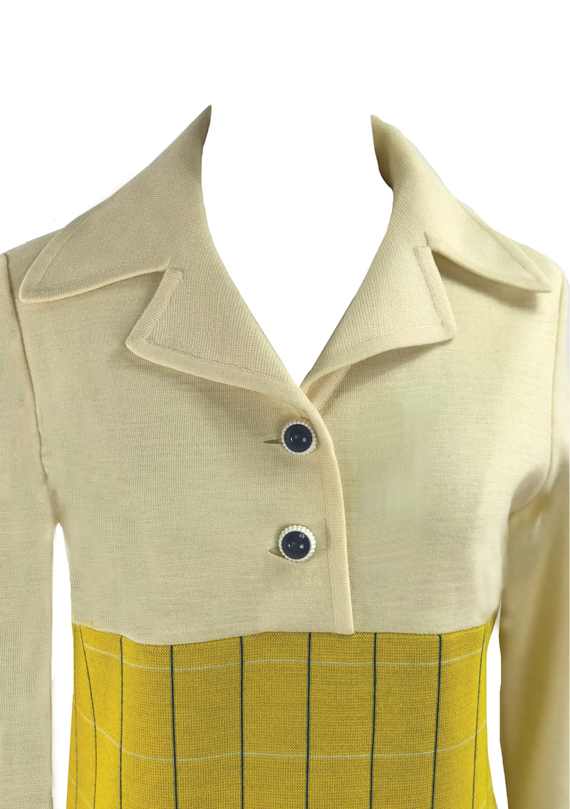 Vintage 1970s Golden Yellow and Cream Wool Ensemble - New!