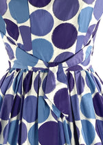 Vintage 1950s Purple and Blue Circle Novelty Print Dress- New!