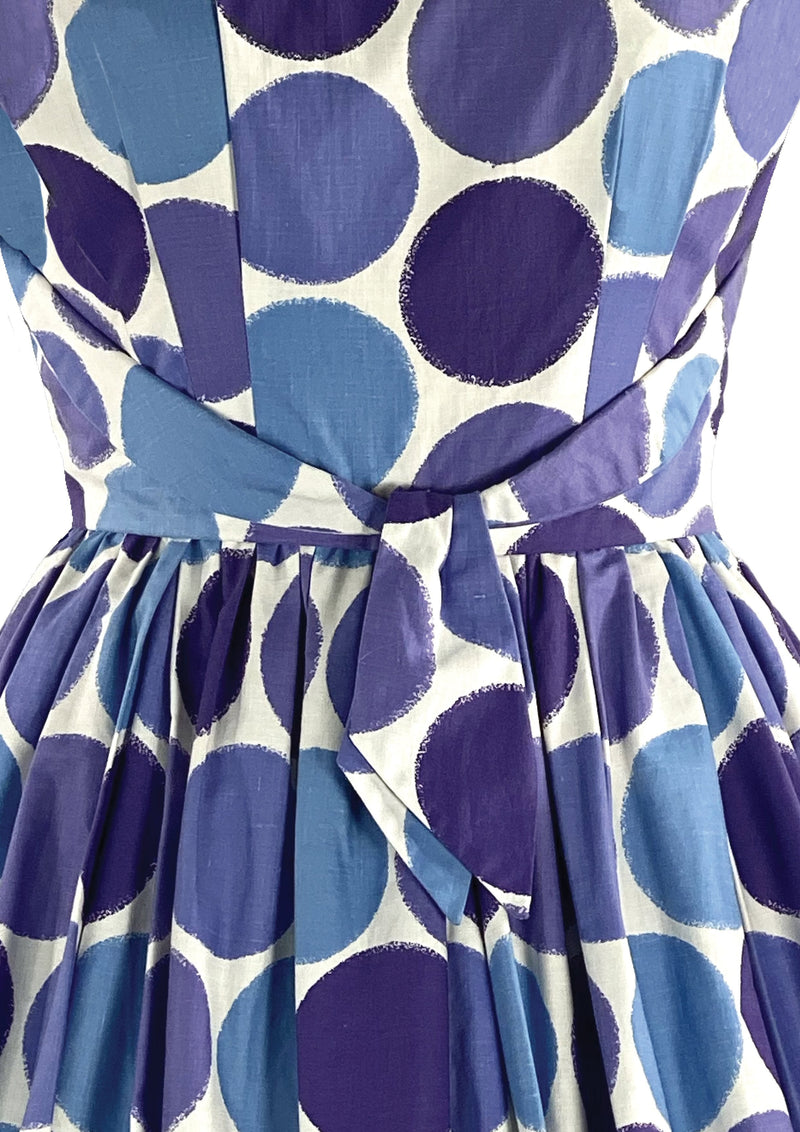 Vintage 1950s Purple and Blue Circle Novelty Print Dress- New!