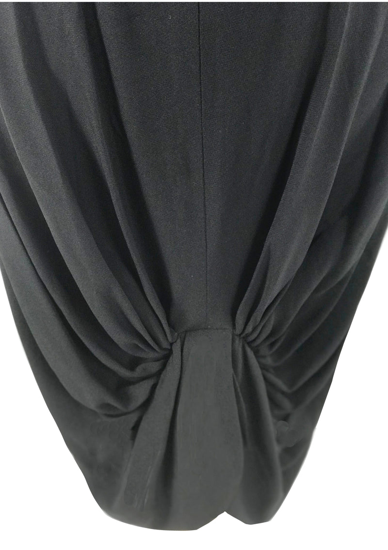 1940s -1950s Designer Black Silk Crepe Cocktail Dress - New!