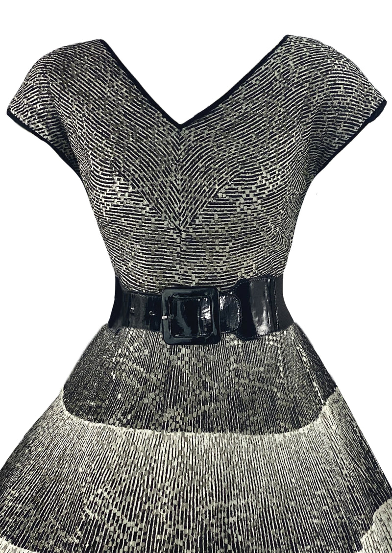 Late 1950s Black and White Cotton Lace Dress- NEW!