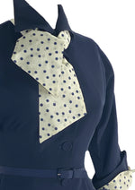 Fantastic 1950s New Look Navy Faille Dress- New!