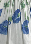 Vintage 1950s Ivory Dress with Blue Floral Border - New!