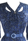 Vintage 1940s Blue Floral Chiffon Dress- New!